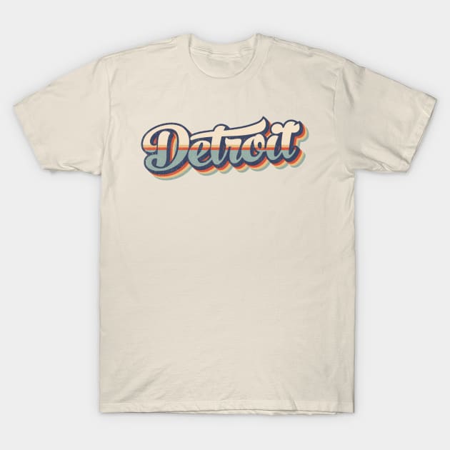 Detroit // Retro Vintage Style T-Shirt by Stacy Peters Art